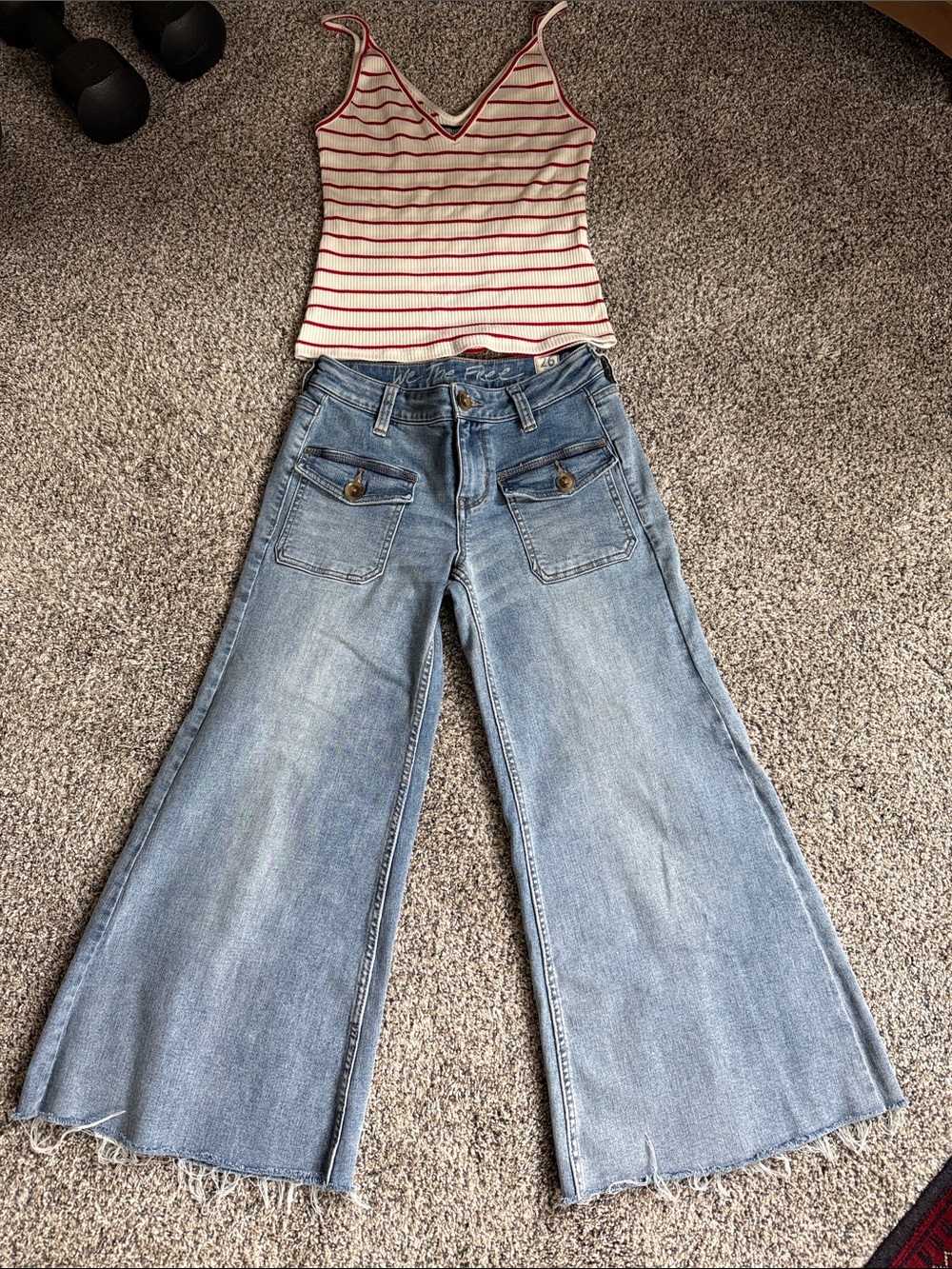 Free People Light Blue High-Rise Wide Leg Jeans